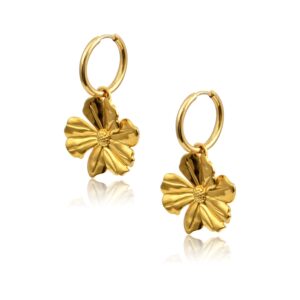 επιχρυσωμένα σκουλαρίκια με λουλούδι