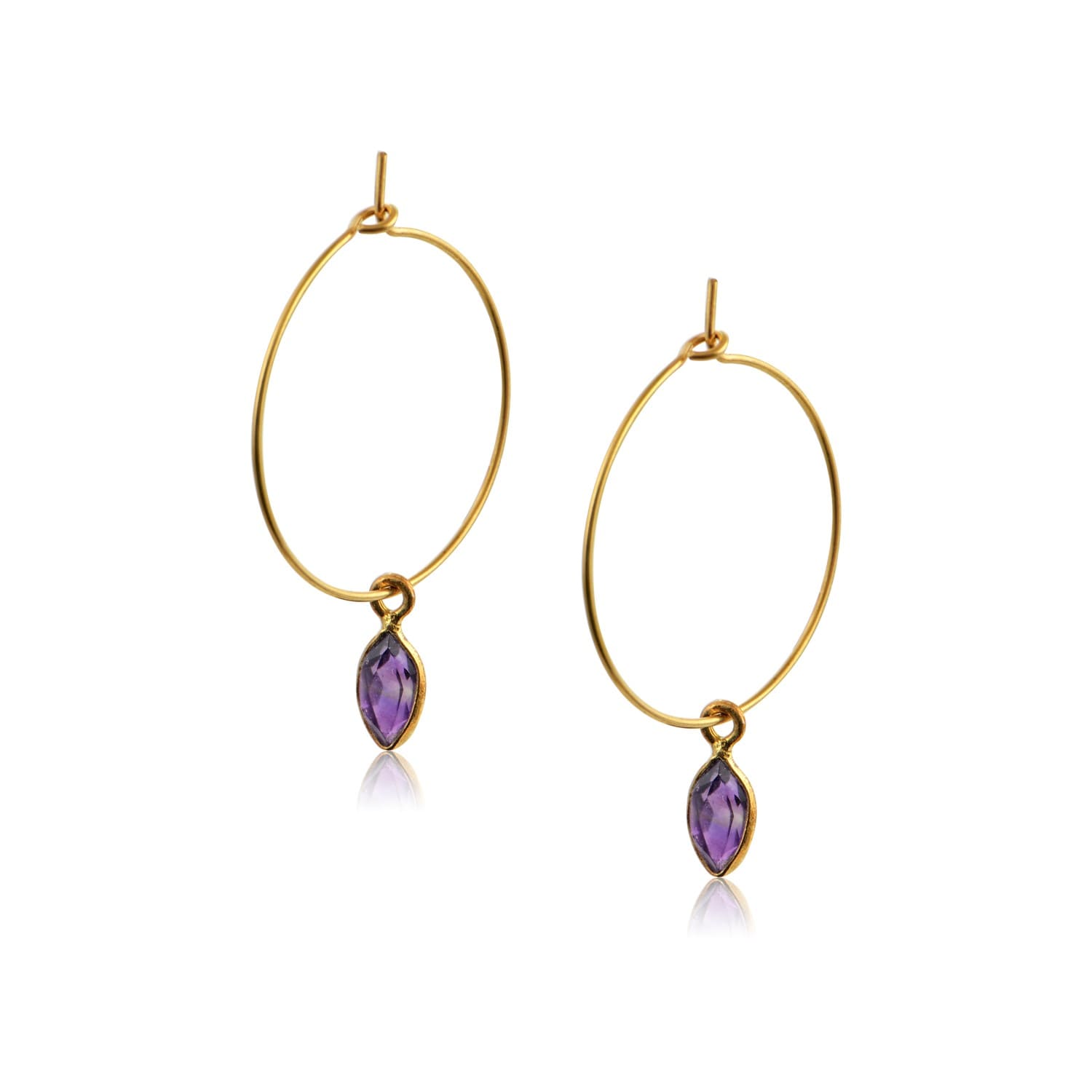 σκουλαρίκια επιχρυσωμένα με ημιπολύτιμο λίθο αμέθυστος