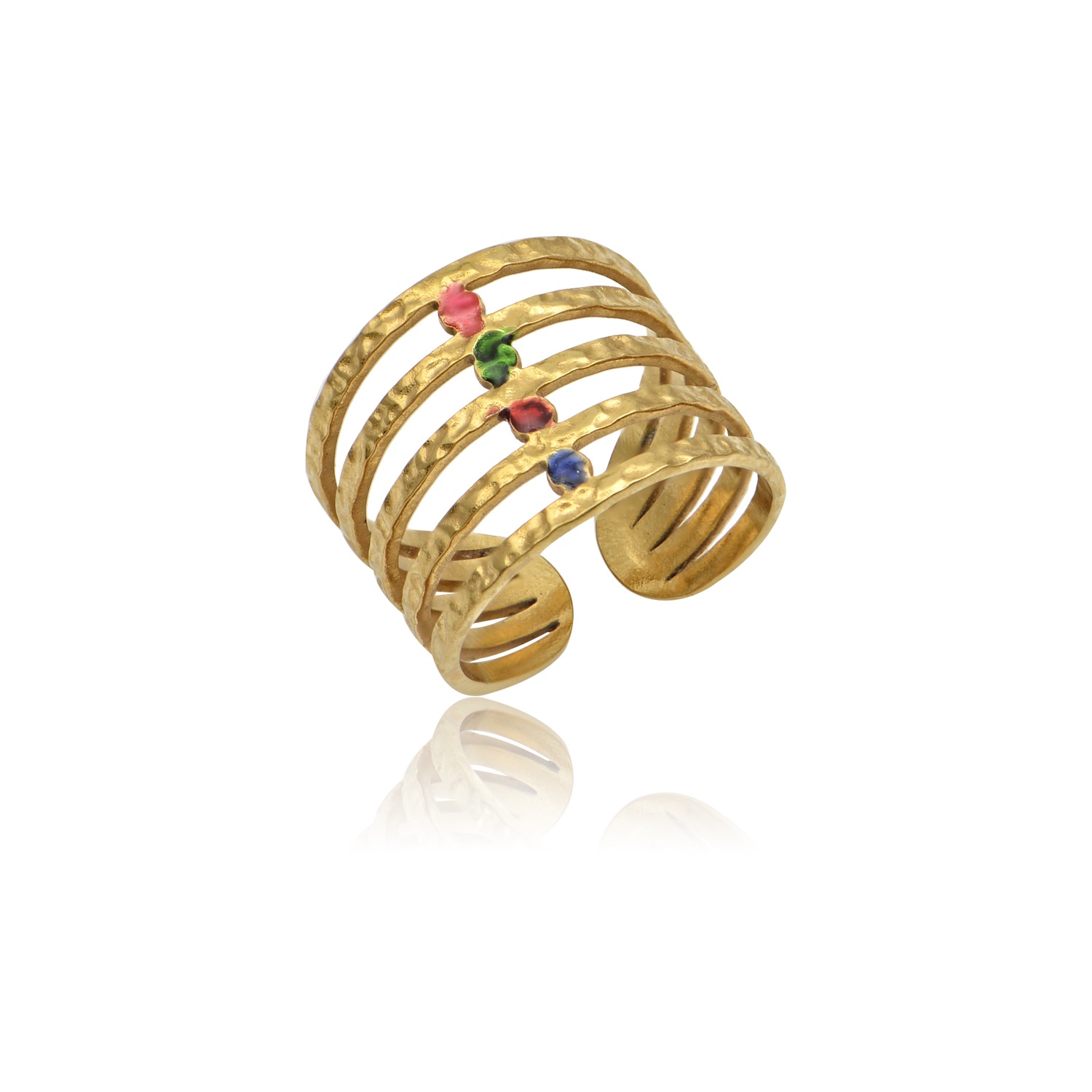 δαχτυλίδι επιχρυσωμένο με σμάλτο 5σειρές