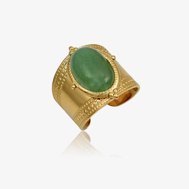 δαχτυλίδι επιχρυσωμένο με ημιπολύτιμο λίθο αβεντουρίνη