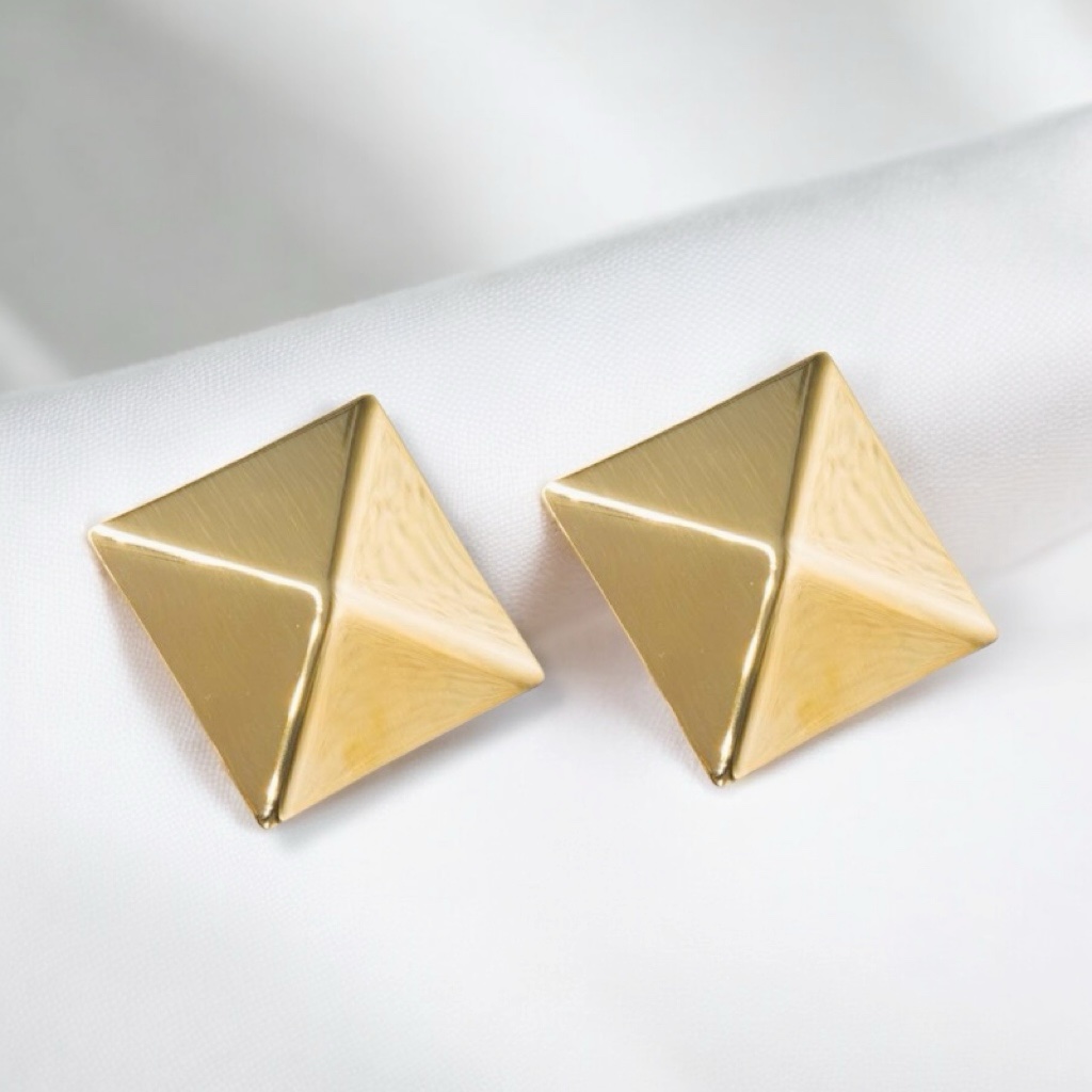 τετράγωνα σκουλαρίκια μοντέρνα επιχρυσωμένα
