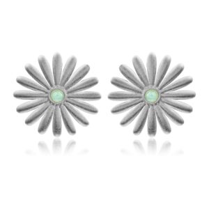 σκουλαρίκια σε σχήμα μαργαρίτας με τυρκουάζ πέτρα