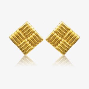 σκουλαρίκια τετράγωνα με γραμμές σε χρυσό χρώμα
