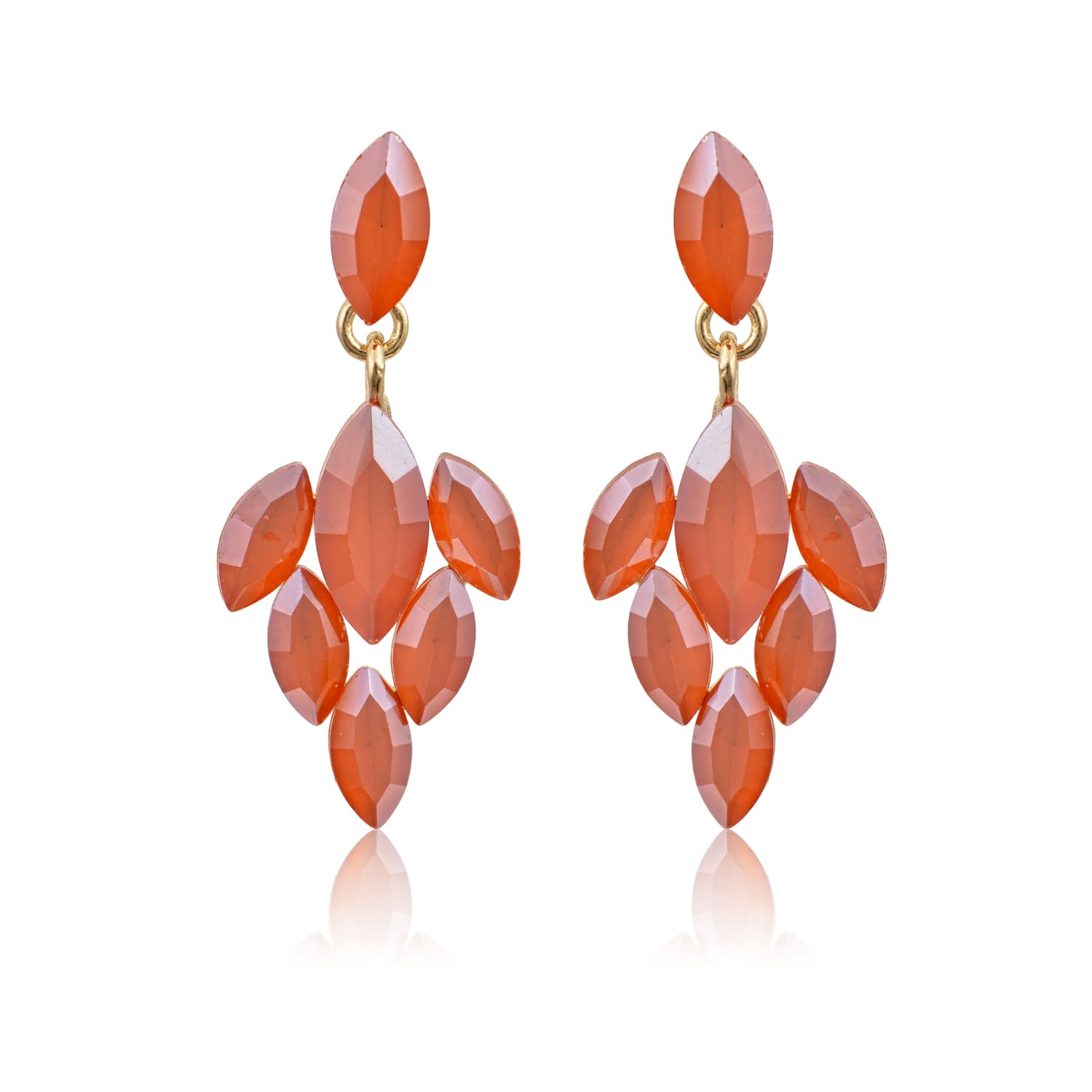 Σκουλαρίκια επιχρυσωμένα με πορτοκαλί κρύσταλλα