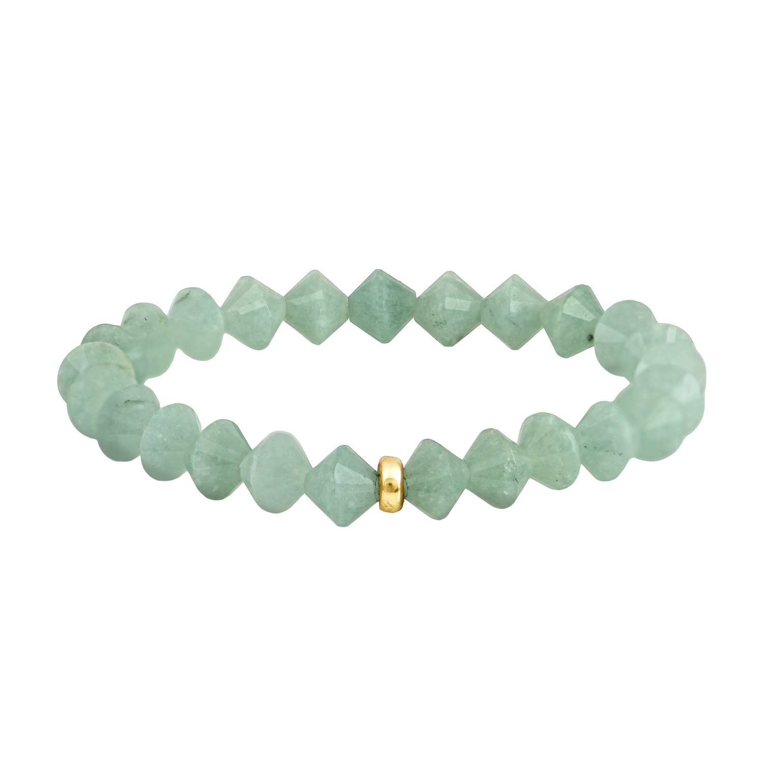 ελαστικό βραχιόλι αμαζονίτης σε κωνικό σχήμα με ροδέλα επιχρυσωμένη από ασήμι925