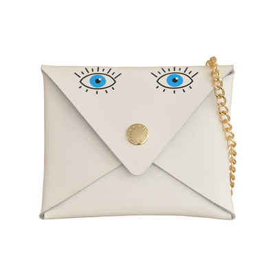 δερμάτινο πορτοφολάκι blue eyes με χρυσή αλυσίδα