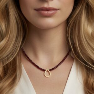 alcyone χειροποίητο κολιέ με ημιπολύτιμο λίθο νεφρίτη & ασήμι925 - MG Jewels