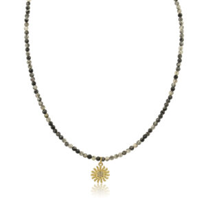 evgenia κολιέ χειροποίητο με ημιπολύτιμο λίθο χαλαζία ρουτιλίου | MG Jewels