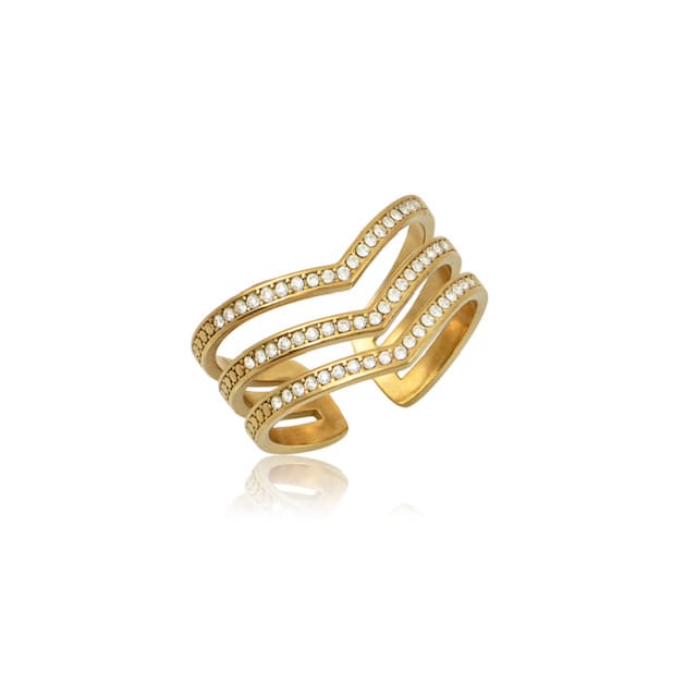 Aethra Ring τριπλό χρυσό δαχτυλίδι ατσάλι zig-zag MG Jewels