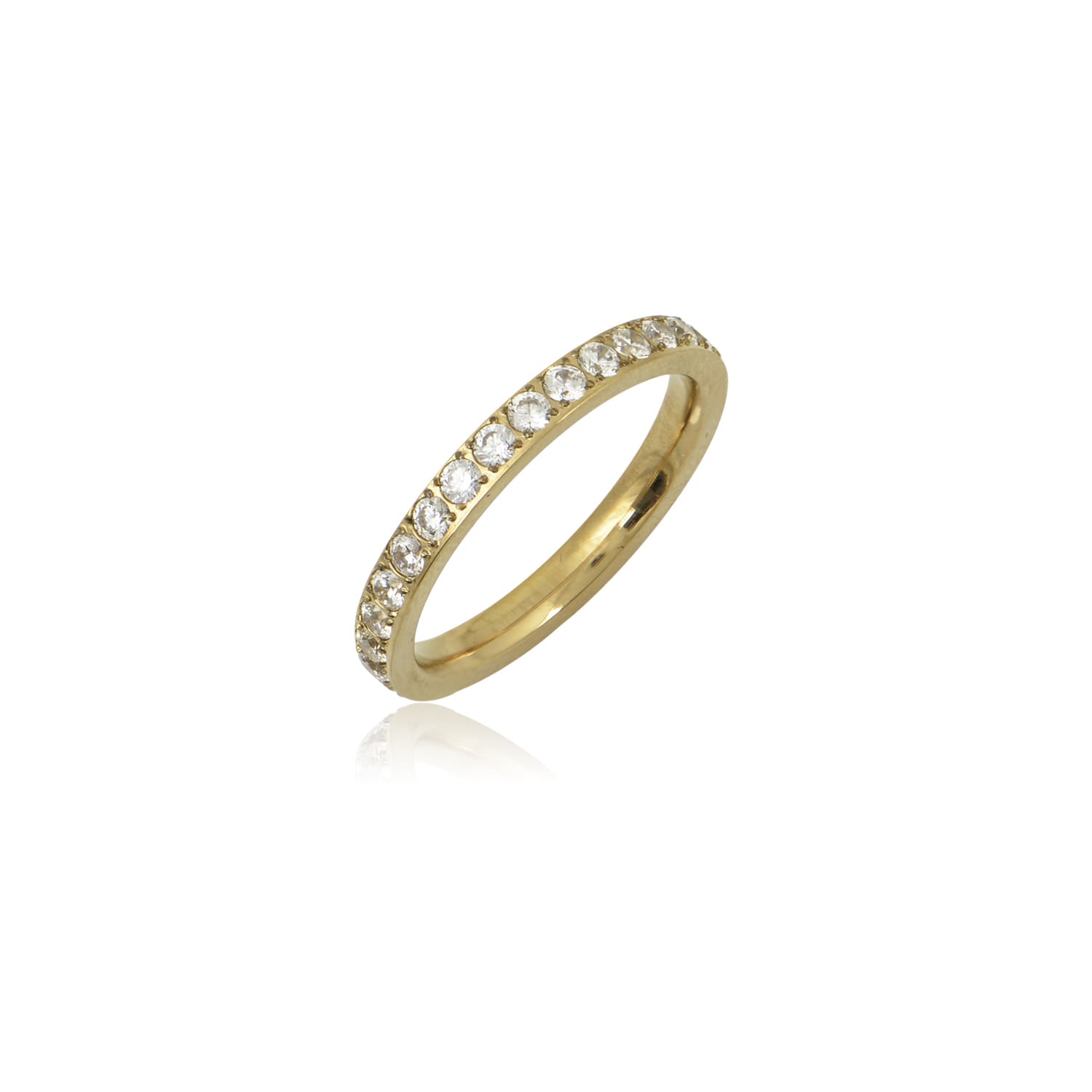 Celia Ring ολόβερο ατσάλινο δαχτυλίδι με ζιργκόν χρυσό ασημί MG Jewels