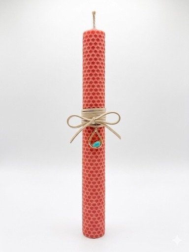 πασχαλινή χειροποίητη λαμπάδα με κηρήθρα MG JEWELS ΝΕΑ ΣΜΥΡΝΗ