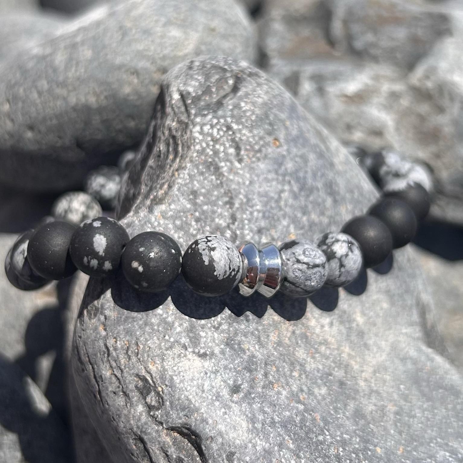 Ανδρικό Ελαστικό Βραχιόλι με gemstones ημιπολύτιμο λίθο Λαρβικίτη